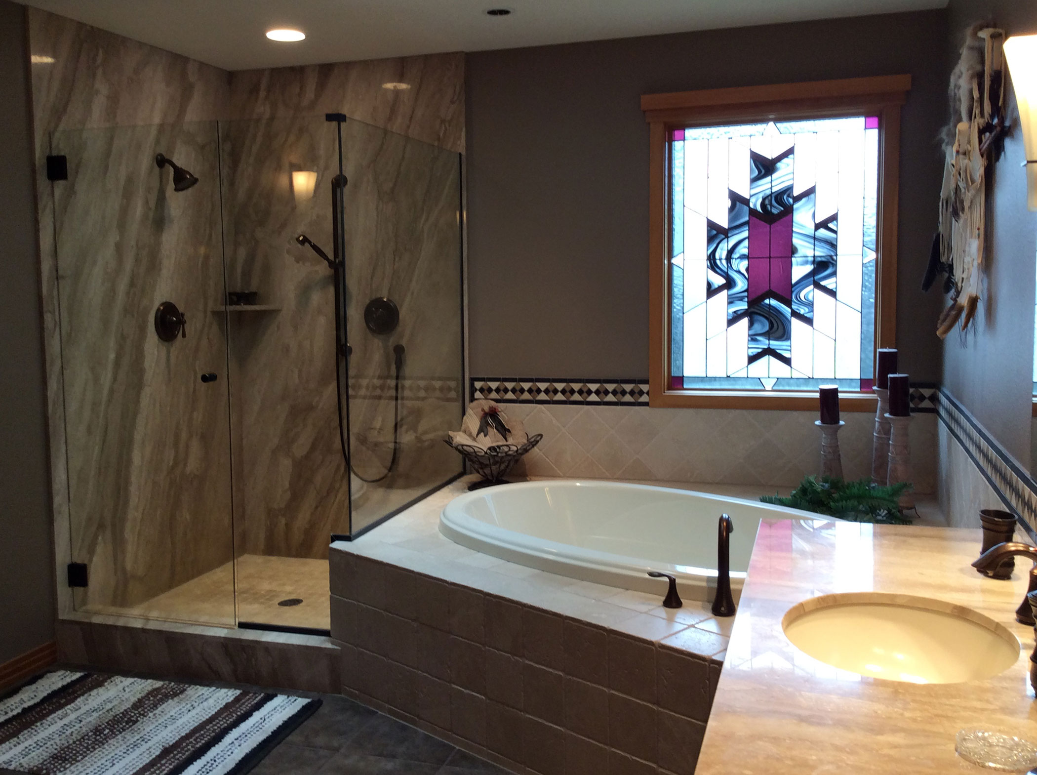 Bathroom Remodel - Window, tub, tile, floor, faucet hardware